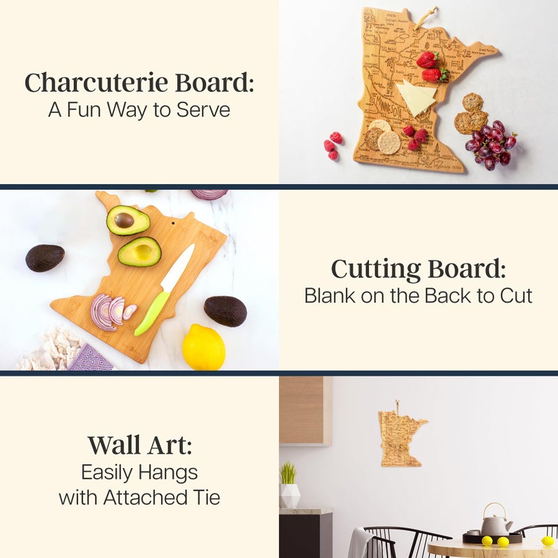 Totally Bamboo Destination Minnesota State Shaped Cutting Board, Charcuterie and Cheese Serving Board â€“ Minnesota Gift for Home DÃ©cor or Everyday Kitchen Use - Image 2